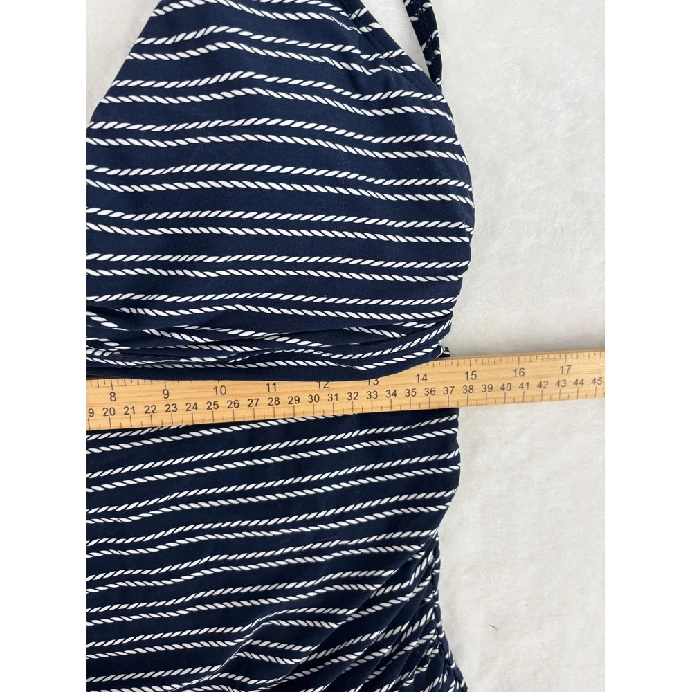 Niptuck Swim Navy Blue Nautical Rope Stripe‎ One Piece Multi Fit Cup Size 12